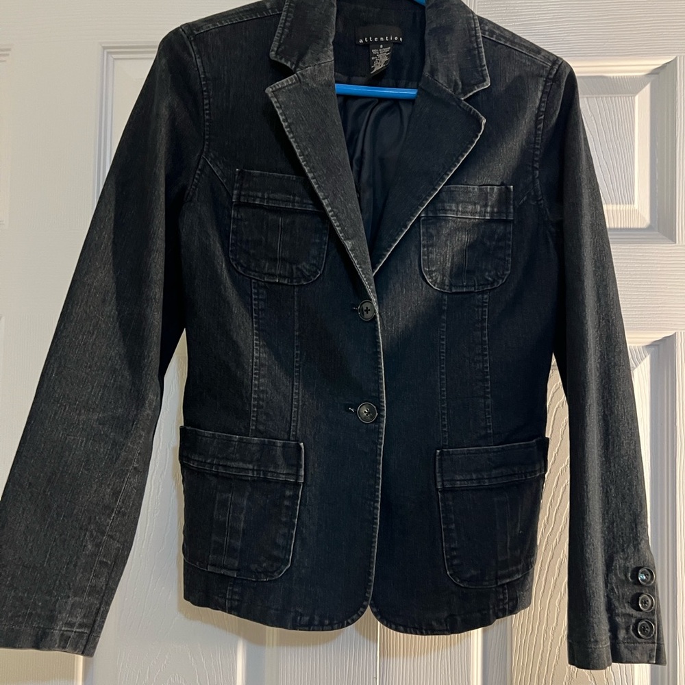 Attention Charcoal Denim Blazer